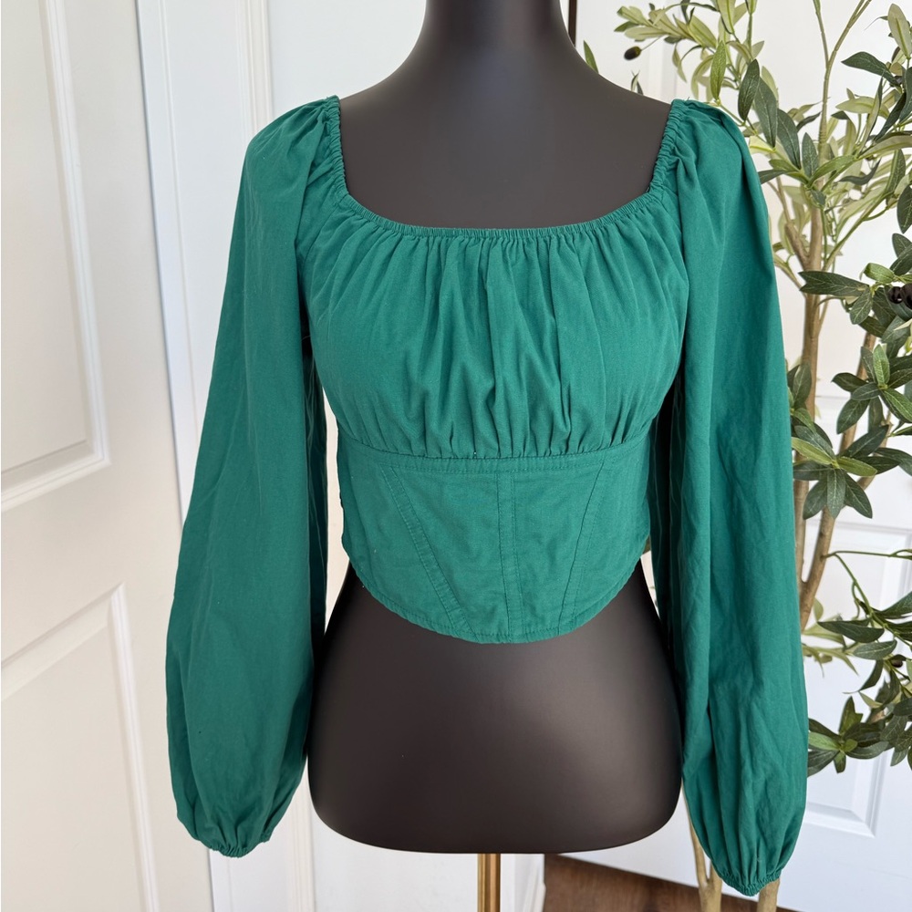 Elegant Green Long‎ Sleeve Blouse